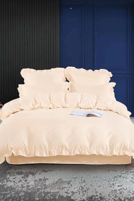 lenjerie de pat CANVELA ECRU 200x220 cm bumbac 4 piese