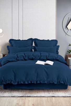 lenjerie de pat CANVELA NAVY 160x200 cm bumbac 4 piese