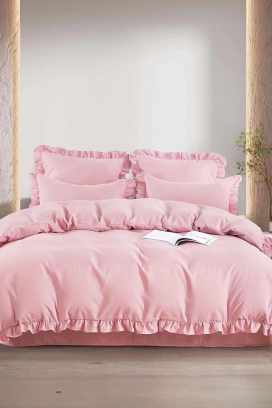 lenjerie de pat CANVELA PINK 160x200 cm bumbac 4 piese