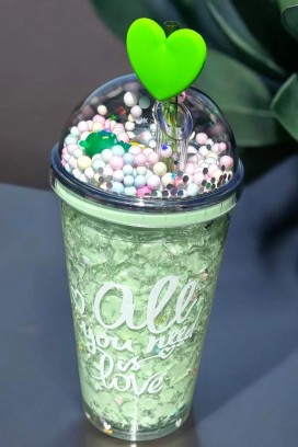 pahar pentru apă cu pai ZERDY GREEN - 500 ml