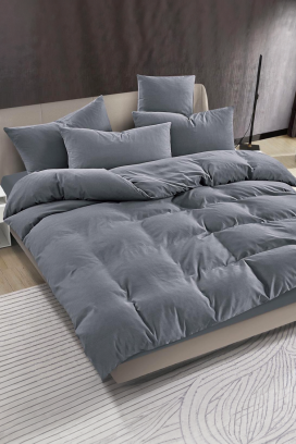 lenjerie de pat SOLPESA GREY 200x220 cm bumbac 3 piese