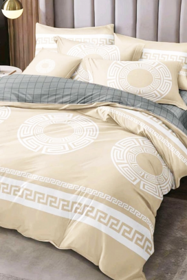 lenjerie de pat PLOHERA BEIGE 200x220 cm bumbac 4 piese