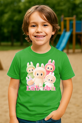 tricou copii LABUBU KIDDY GREEN