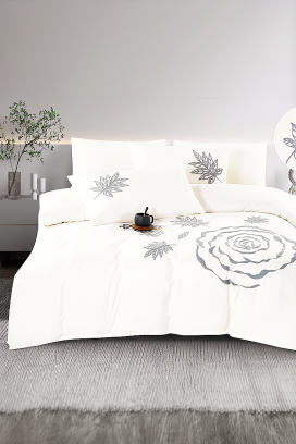 lenjerie de pat BIOGELNA WHITE 200x220 cm bumbac 4 piese