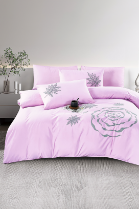 lenjerie de pat BIOGELNA PINK 200x220 cm bumbac 4 piese