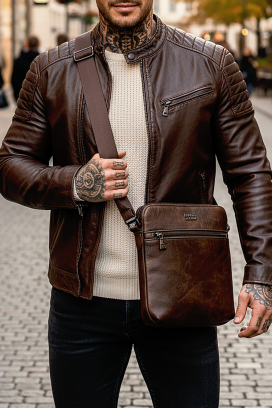geanta barbati KABREZO BROWN