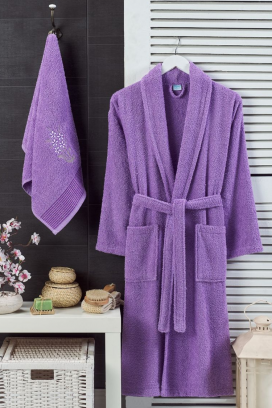 set halat de baie cu prosop DRONEIFA LILA