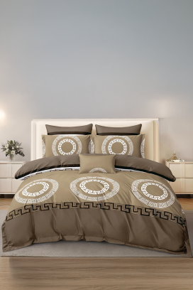 lenjerie de pat VERPOLDY BEIGE 200x220 cm bumbac 4 piese