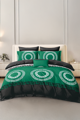lenjerie de pat VERPOLDY GREEN 200x220 cm bumbac 4 piese