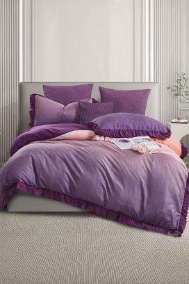 lenjerie de pat MIOGERY PURPLE 160x220 cm bumbac 3 piese
