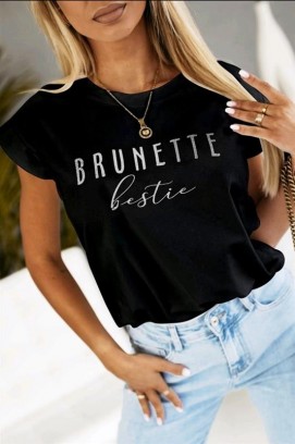 tricou pentru viata de zi cu zi cu inscripție și croială lejeră BRUNINZA BLACK