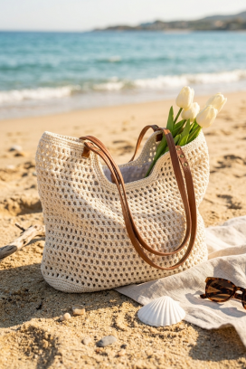 geantă de plajă DELVONDA ECRU