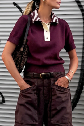 bluză tricotată de damă cu guler CALVIRA BORDO