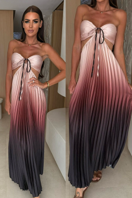 rochie lungă plisată de damă cu efect ombre GINEVRA