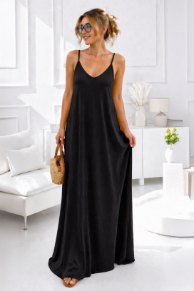 rochie de vară vaporoasă, cu o siluetă elegantă și lejeră MAURIKA BLACK