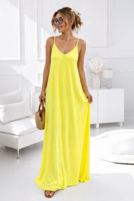rochie de vară vaporoasă, cu o siluetă elegantă și lejeră MAURIKA YELLOW