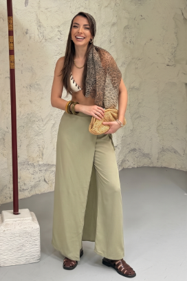 pantaloni largi și comozi pentru femei FRIVENDA KHAKI