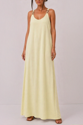 rochie lungă cu inele decorative la bretele ZENAIDA YELLOW