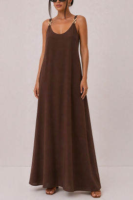 rochie lungă cu inele decorative la bretele ZENAIDA BROWN