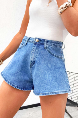 pantaloni scurți din denim pentru femei, cu talie înaltă VINTARA BLUE