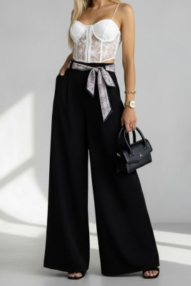 pantaloni eleganți pentru femei, cu o curea spectaculoasă JULYANI BLACK