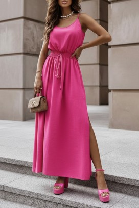 rochie lungă de vară cu bretele subțiri NIKOLEA FUCHSIA