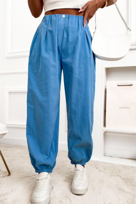 pantaloni pentru femei cu croială largă și talie înaltă BALINEA BLUE