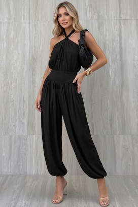 set damă format din top și pantaloni cu croială lejeră BETYNA BLACK
