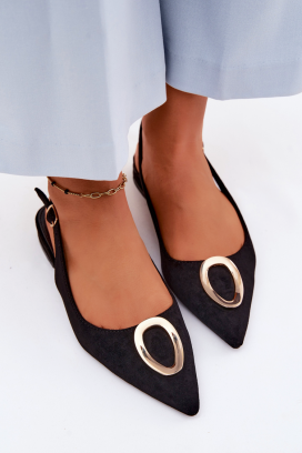 pantofi eleganți cu călcâi deschis și detalii metalice GERGENA BLACK