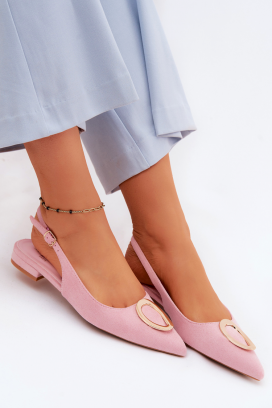 pantofi eleganți cu călcâi deschis și detalii metalice GERGENA PINK