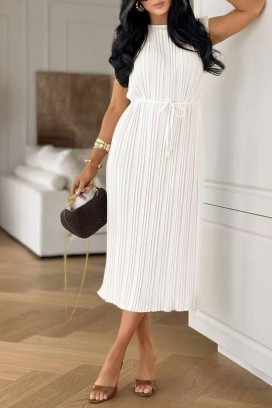 rochie midi plisată cu curea LORETIA WHITE
