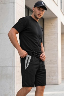 pantaloni scurți sport pentru bărbați în culori contrastante KOMFINO BLACK