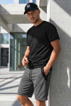 pantaloni scurți sport pentru bărbați în culori contrastante KOMFINO GRAFIT