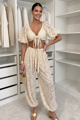 set elegant din dantelă pentru femei ARAMONIA ECRU