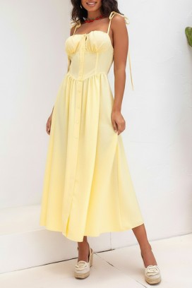 rochie midi, cu partea de sus de tip corset și bretele AMELIANSA YELLOW