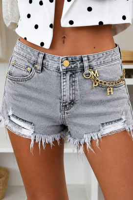 pantaloni scurți din denim pentru femei, cu efect rupt SHANTINA GREY