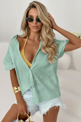 cămașă damă cu broderie decorativă și croială lejeră BENORIA MINT