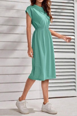 rochie midi, cu mâneci scurte și talie elastică CALIMBRIA MINT
