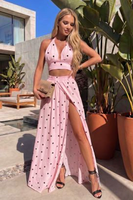 set seducător pentru femei, cu motiv cu buline BELARIA PINK