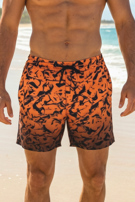 pantaloni scurți de înot pentru bărbați cu imprimeu abstract STEVEN ORANGE