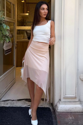fustă diafană cu design asimetric modern JOLENE PUDRA