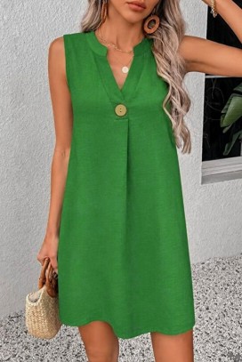 rochie scurtă cu croială lejeră și decolteu în V cu nasture decorativ TAILORNIA GREEN