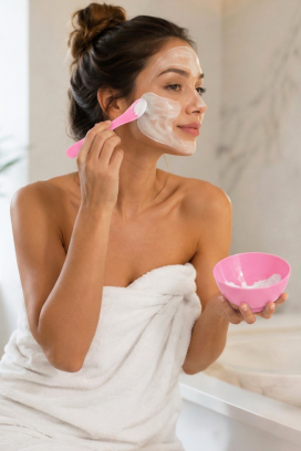 set pentru prepararea măștilor de față DELVISA PINK