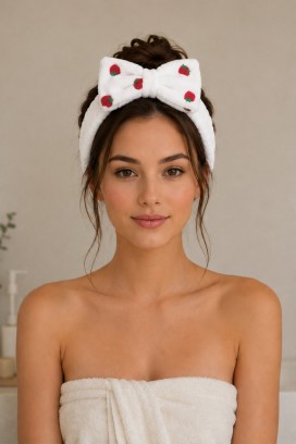 bentiță cosmetică pentru păr cu fundă decorativă MAGLERIA WHITE