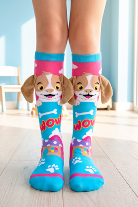 șosete pentru copii cu imprimeu 3D cățeluș și urechiușe moi PUPPY PAW