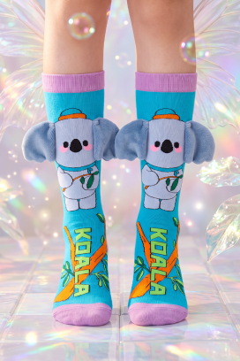 șosete pentru copii cu imprimeu 3D de koala cu urechi moi HAPPY KOALA
